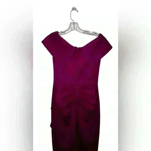 Xscape Waterfall Off The Shoulder Ruffle Formal Dress Purple Sz 4 (D197) - Picture 6 of 11